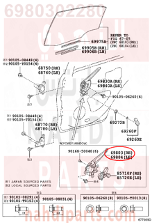 6980302280,REGULATOR SUB-ASSY, REAR DOOR WINDOW, RH,REGULAR SUB-  REAR DOاو  WINDOW، RH