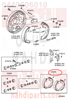 0449506010,SHOE KIT, REAR BRAKE,قماشات فرامل خلفى  