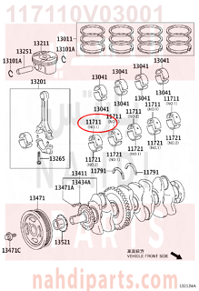 117110V03001,BEARING, CRANKSHAFT,سبيكة مكينة 