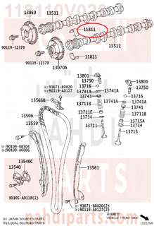 118110V020,BEARING, CAMSHAFT, NO.1,سبيكة عمود التيمن 