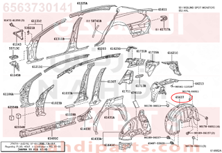 6563730141,LINER, REAR WHEEL HOUSE, RH,بطانة 