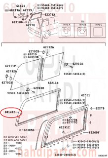 6814136010,RUN, SIDE FRONT WINDOW, RH, جلدة نيكل زجاج 