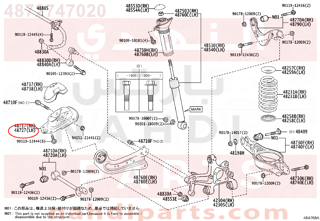 4872747020,BRACKET, REAR SUSPENSION ARM, LH,دعامة 