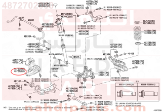 4872702050,BRACKET, REAR SUSPENSION ARM, LH,دعامة 