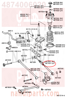 4874006020,ARM ASSY, REAR SUSPENSION, NO.2 LH,ذراع  