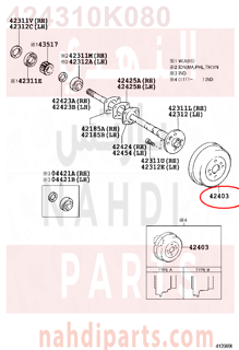 424310K080,DRUM SUB-ASSY, REAR BRAKE,هوب كفر خلفي - نظام هلال