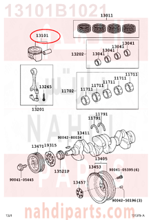 13101B1021,PISTON SUB-ASSY, W/PIN,عمود 