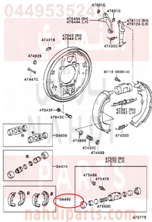 0449535240,SHOE KIT, RR DRUM BR,هلال قماش خلفي داخل الهوب