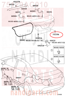 75129AC010,CUSHION, REAR LICENCE PLATE,وسادة، والعمق رخصة لوحة