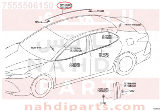 7555506150,MOULDING, ROOF DRIP SIDE, RH,حلية جانب تقطر السقف اليمين 