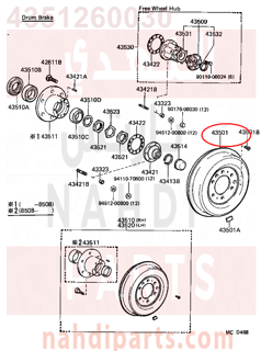 4351260030,DRUM SUB-ASSY, FRONT BRAKE,هوب كفر خلفى 