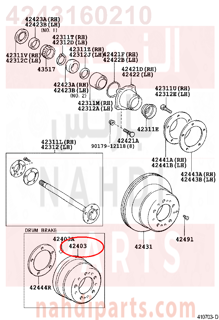 4243160210,DRUM SUB-ASSY, REAR BRAKE,هوب كفر خلفي - نظام هلال