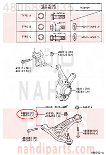 4806859035,ARM SUB-ASSY, FRONT SUSPENSION, LOWER NO.1 RH,مقص  امامى تحت يمين 