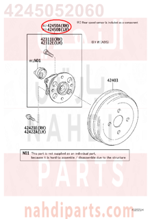 4245052060,HUB & BEARING ASSY, REAR AXLE, RH,فلنجة خلفيه يمين مع الرمان ,والحساس 