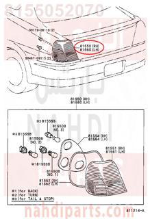 8155052070,LAMP ASSY, REAR COMBINATION, RH,اصطب رفرف خلفي يمين -كامل