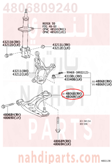 4806809240,ARM SUB-ASSY, FRONT SUSPENSION, LOWER NO.1 RH,مقص  امامى تحت يمين 