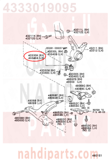 4333019095,JOINT ASSY, LOWER BALL, FRONT RH,جوزوة مقص 