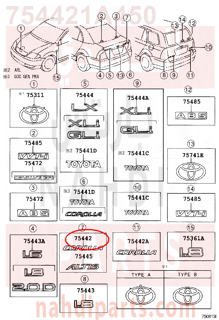 754421A450,PLATE, LUGGAGE COMPARTMENT DOOR NAME, NO.2,لوحة ، اسم باب مقصورة الأمتعة ، رقم 2