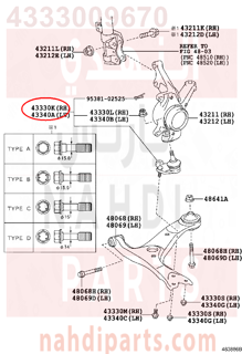 4333009670,JOINT ASSY, LOWER BALL, FRONT RH,جوزوة مقص 