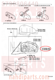 8790806440,MIRROR SUB-ASSY, RH,MIRRاو  SUB-  RH