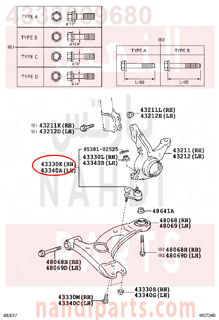 4333009680,JOINT ASSY, LOWER BALL, FRONT RH,جوزوة مقص 