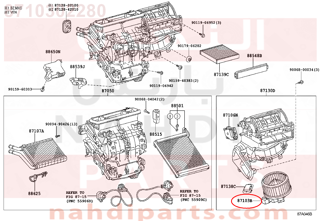 8710302280,MOTOR SUB-ASSY, BLOWER W/FAN,Mاو  SUB-  BLOWER W / FAN