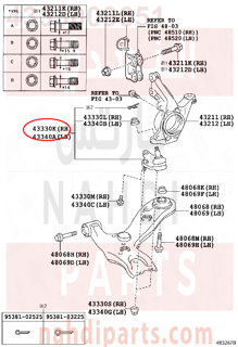 4333009651,JOINT ASSY, LOWER BALL, FRONT RH,جوزوة مقص 