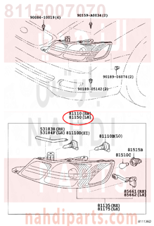 8115007070,HEADLAMP ASSY, LH,شمعة أمامي يسار كاملة
