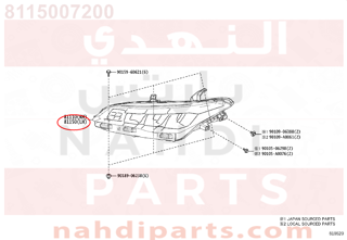 8115007200,HEADLAMP ASSY, LH,شمعة أمامي يسار كاملة