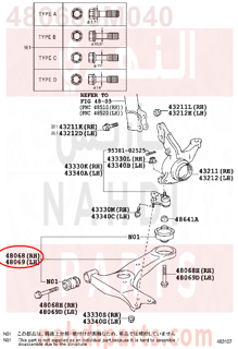 480680M040,ARM SUB-ASSY, FRONT SUSPENSION, LOWER NO.1 RH,مقص  امامى تحت يمين 