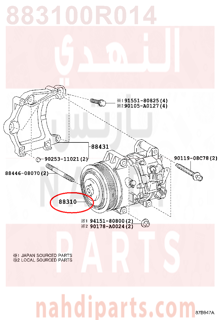 883100R014,COMPRESSOR ASSY, W/PULLEY,كومبرسر التكييف 