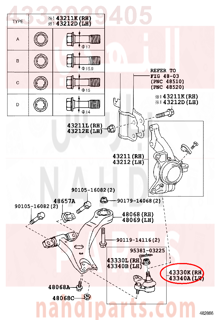 4333029405,JOINT ASSY, LOWER BALL, FRONT RH,جوزوة مقص 