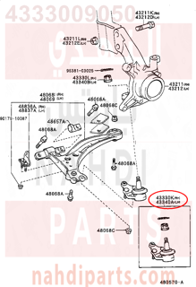 4333009050,JOINT ASSY, LOWER BALL, FRONT RH,جوزوة مقص 