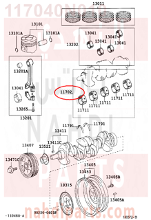 117040N010,BEARING SET, CRANKSHAFT,سبيكة مكينة 