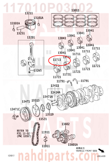 117010P03002,BEARING, CRANKSHAFT,سبيكة مكينة 