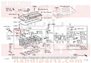 90105C0069,BOLT(FOR HEAD TO CAMSHAFT BEARING CAP),مسمار 