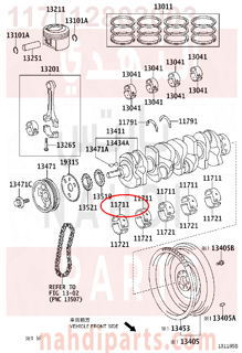 117112802003,BEARING, CRANKSHAFT,سبيكة مكينة 