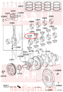 117110V04001,BEARING, CRANKSHAFT,سبيكة مكينة 