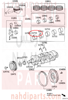 117010D01001,BEARING, CRANKSHAFT,سبيكة مكينة 