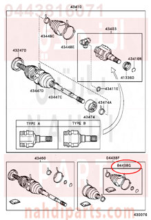 0443816071,BOOT KIT, FRONT DRIVE SHAFT INBOARD JOINT, RH,جلود عكس  امامى