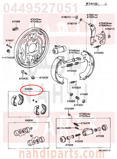 0449527051,SHOE KIT, REAR BRAKE,قماشات فرامل خلفى  