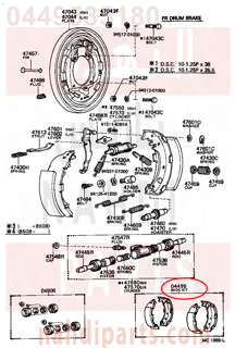 0449535180,SHOE KIT, RR DRUM BR,هلال قماش خلفي داخل الهوب