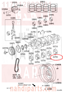 117212802001,BEARING, CRANKSHAFT, NO.2,سبيكة مكينة 