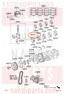 117010P03003,BEARING, CRANKSHAFT,سبيكة مكينة 