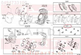 0494733100,FITTING KIT, DISC BRAKE, FRONT,كلبس 