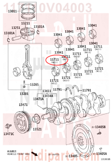 117110V04003,BEARING, CRANKSHAFT,سبيكة مكينة 