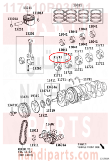 117010P03001,BEARING, CRANKSHAFT,سبيكة مكينة 