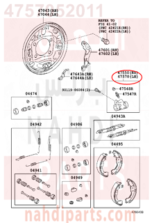 4757052011,CYLINDER ASSY, REAR WHEEL BRAKE(FOR LH, FRONT OR UPPER),سلندر (أسطوانة )