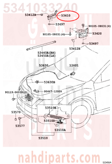 5341033240,HINGE ASSY, HOOD, RH,مفصلة 