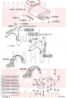 5330102080,HOOD SUB-ASSY,كبوت 